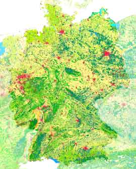 Deutschland dargestellt mit den CORINE land Cover-Daten