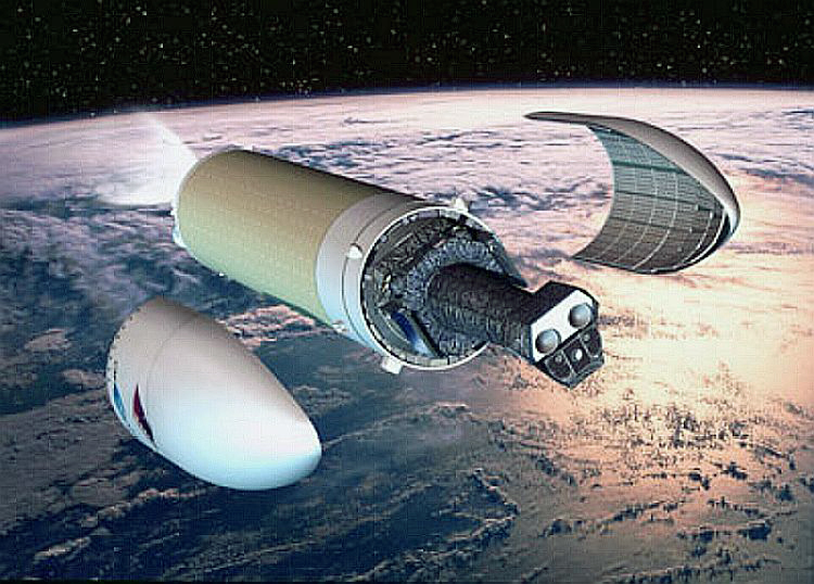 XMM-Newton beim L&ouml;sen von der Tr&auml;gerrakete Ariane-5