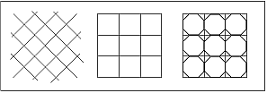 Regelmäßige Raster als Dreiecks-, Vierecks- und Hexagonalraster