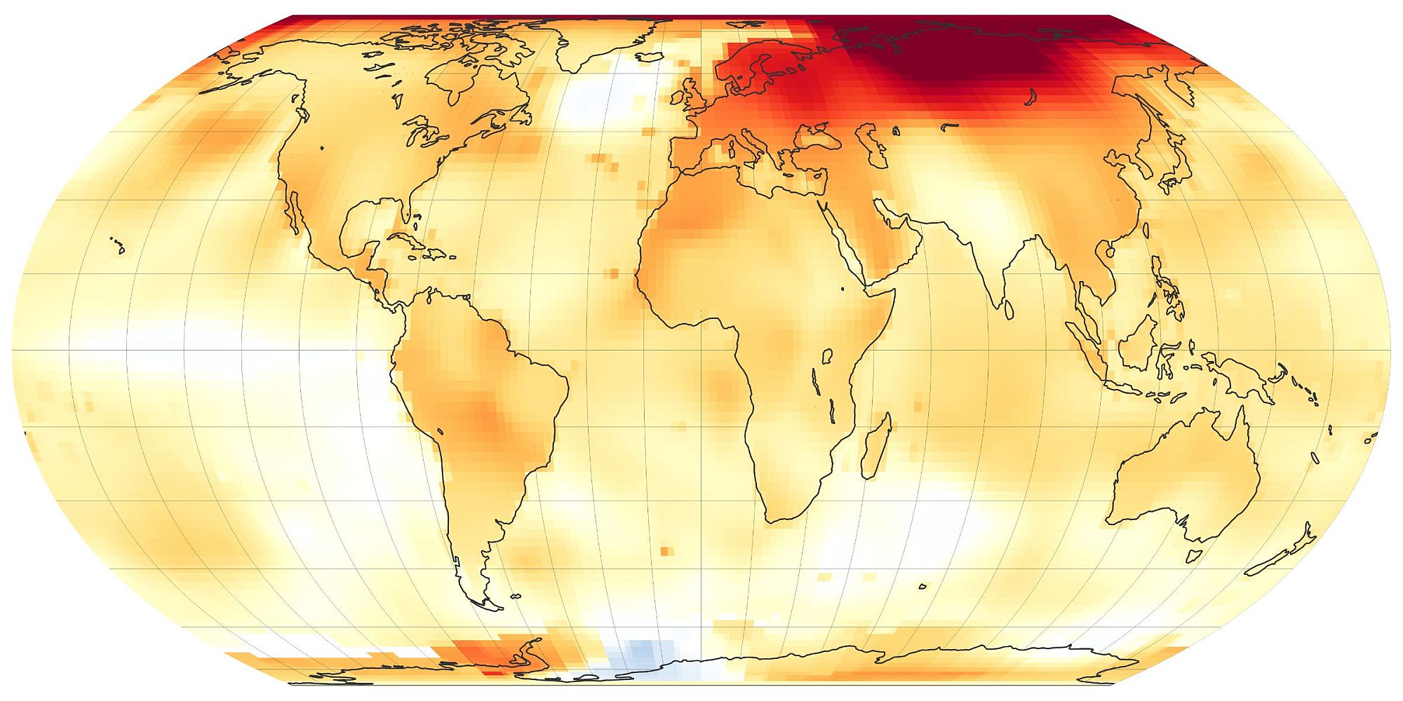 Karte der globalen Temperaturanomalien für das Jahr 2020