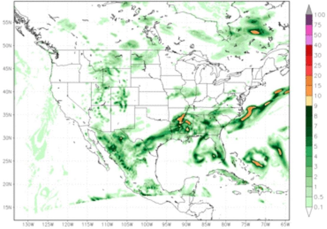 Dreistündige Niederschlagsvorhersage für den 10. Juli 2012