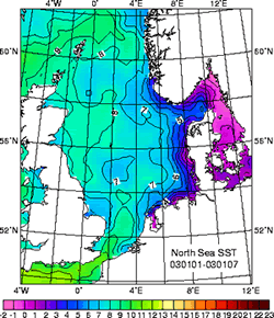 SST des europäischen Nordmeers in °C